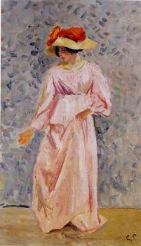 Camille Pissarro : Portrait of Jeanne in a Pink Robe